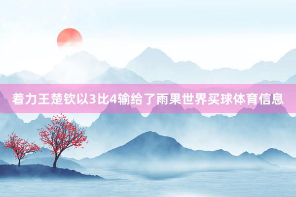 着力王楚钦以3比4输给了雨果世界买球体育信息
