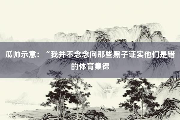 瓜帅示意：“我并不念念向那些黑子证实他们是错的体育集锦