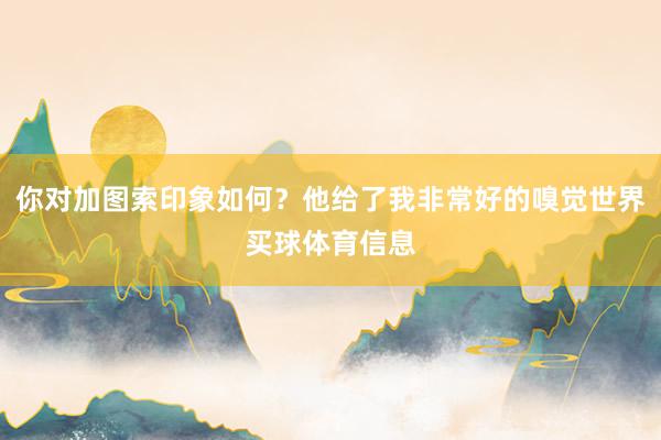 你对加图索印象如何？他给了我非常好的嗅觉世界买球体育信息