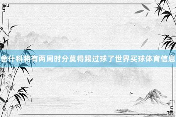 舍什科将有两周时分莫得踢过球了世界买球体育信息